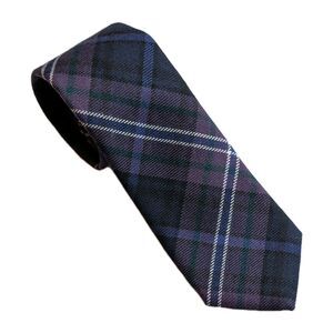 Brooks Brothers Made In USA 100% Wool Tie Purple & Blue Plaid  57" x 3.15"